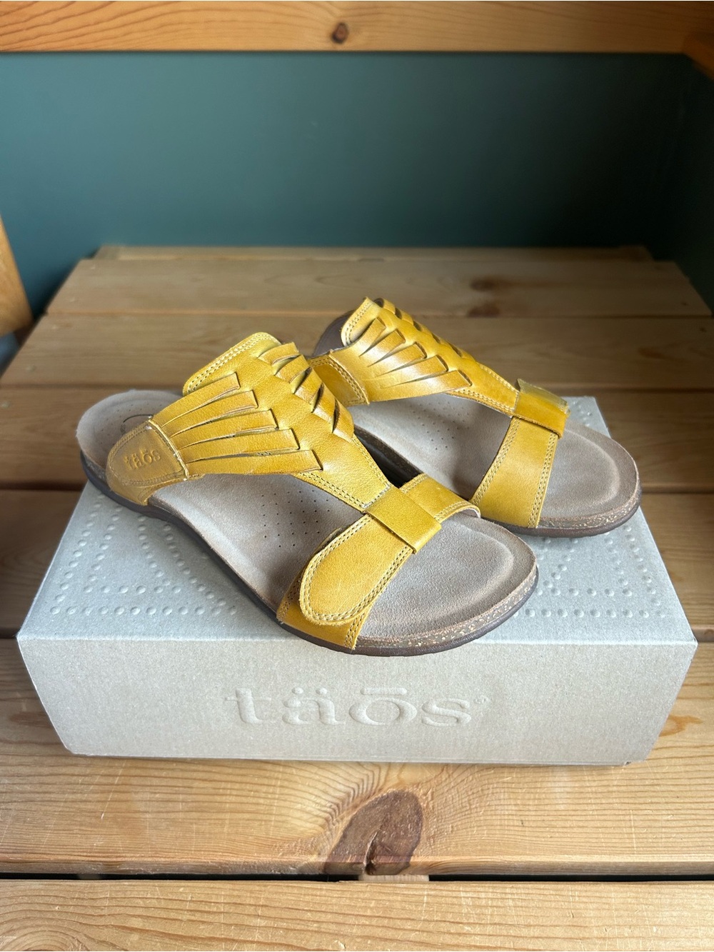 NEW Taos Footwear Yellow Slip-On Velcro Women's Sandals